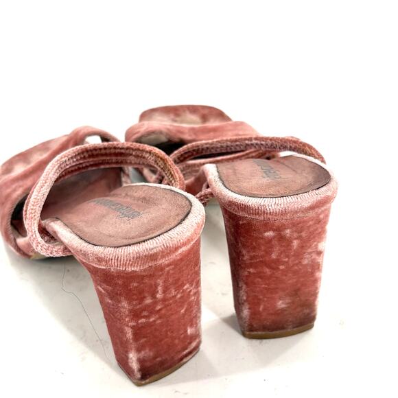 Jeffrey Campbell Velvet Heels 8 Rose Mauve Pink 90s Y2K Mules Slip On Glam - Picture 5 of 7